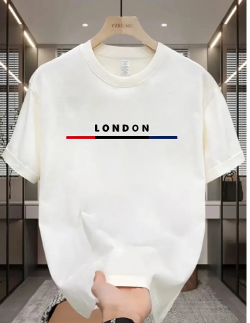 Drop Shoulder Print T-Shirt - London White